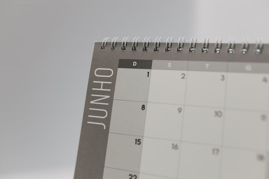Wall calendar on a desk