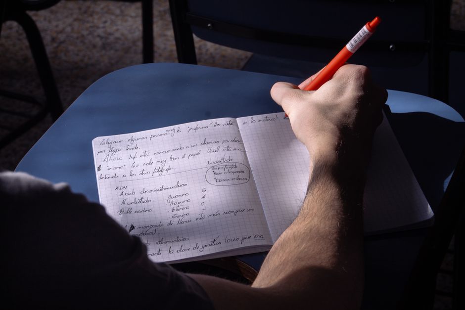 Login details written in a notebook