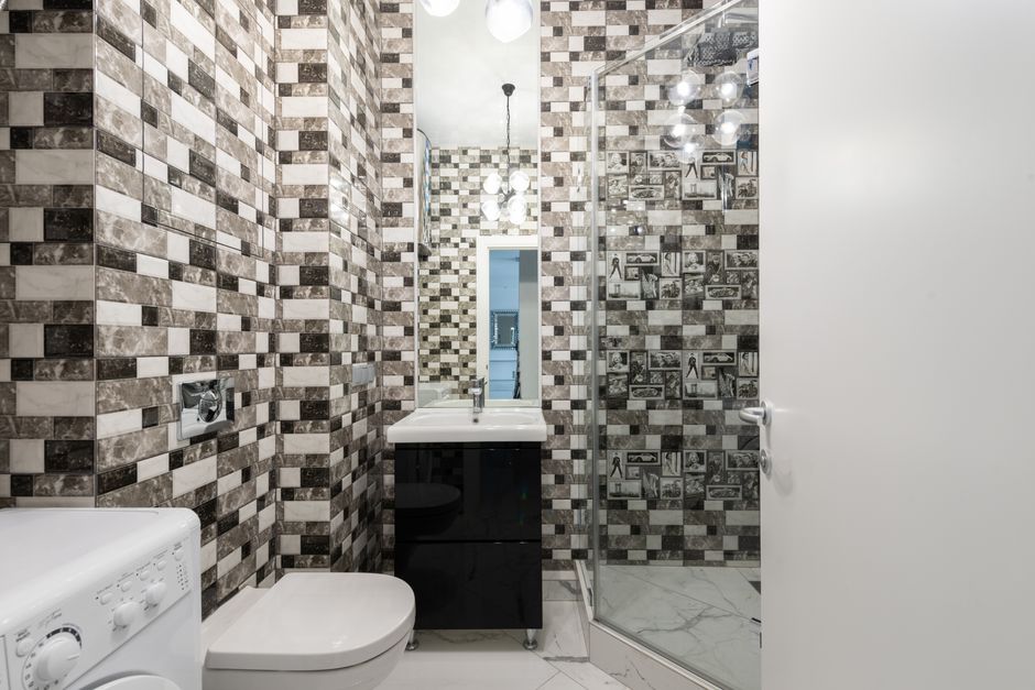 Modern clean white toilet in a bright bathroom