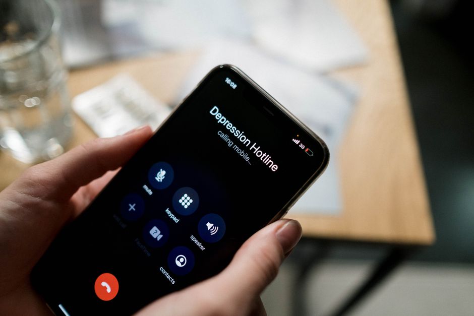 Person on a phone call at home